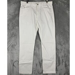 Calvin Klein Mens White Straight Leg Casual Chinos Pants Size 34x32 CK Logo